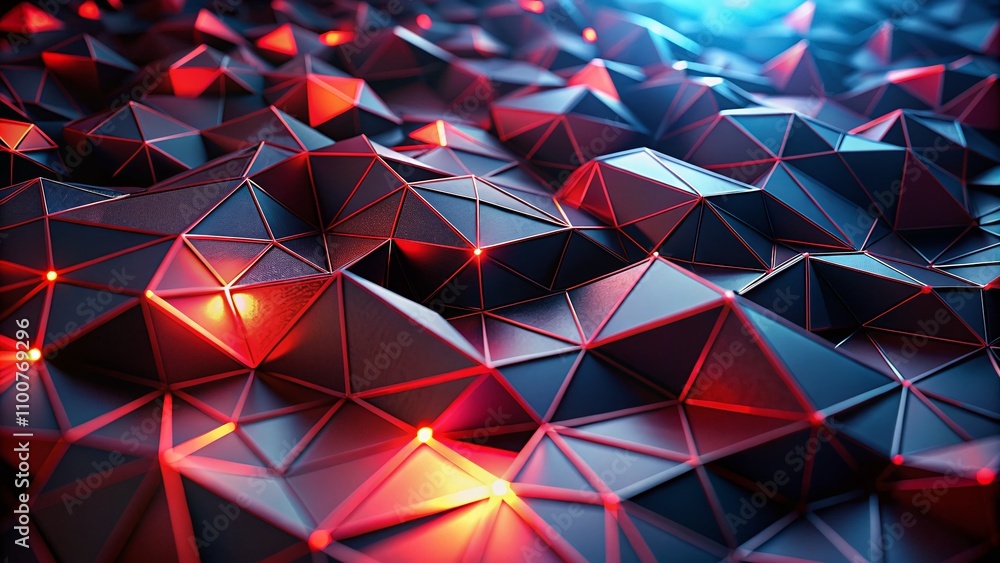 Aufkleber striking night photography featuring red and black polygon background design for modern abstract art