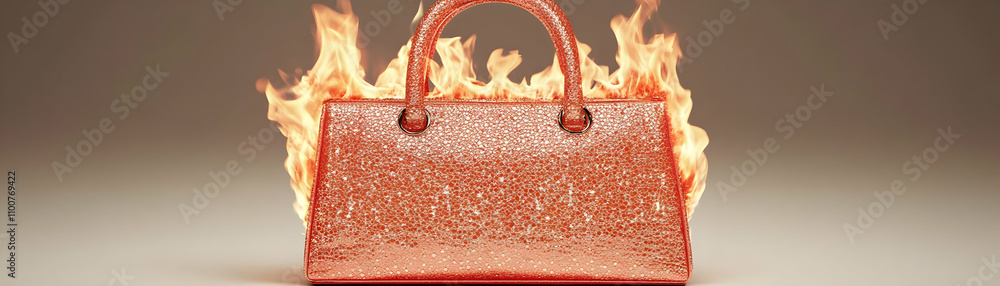 Poster flaming handbag. an abstract image
