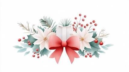 Obraz premium A joyful christmas bow clipart with jingle bells and festive patterns for holiday celebrations