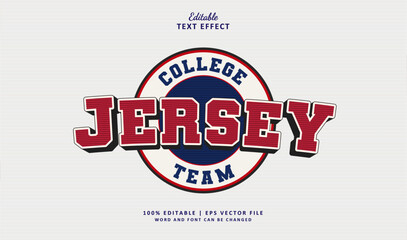 Jersey College Team Editable Text Effect Style 3d Logo Badge Sport Vintage