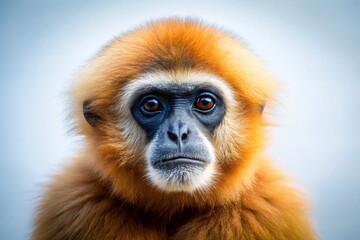 Fototapeta premium Stunning Illustration of a Gibbon Against a White Background, Capturing the Essence of Wild Animals in Nature, Perfect for Educational and Conservation Themes