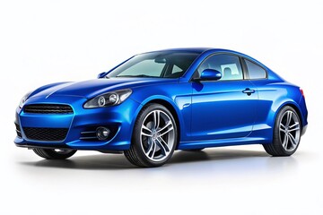 Fototapeta premium Stunning Isolated Blue Car on White Background Perfect for Automotive Advertisements, E-commerce Displays, and Creative Design Projects