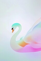 Fototapeta premium Pastel Swan Gracefully Gliding On Water