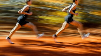 Naklejka premium two athletes sprinting on a track, a high-energy athletic scene.