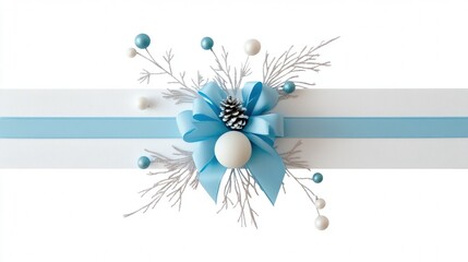 Whimsical christmas bow clipart featuring a snowflake pattern and festive accents for holiday designs