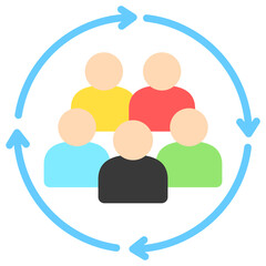 Obraz premium Inclusion flat color icon, use for UI, UX, app and web development, digital or print. for industry, education, business, financial, Human Resources theme.