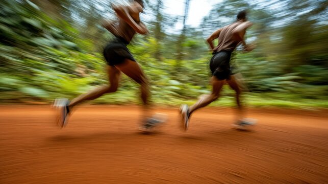 two athletes sprinting on a track, a high-energy athletic scene.