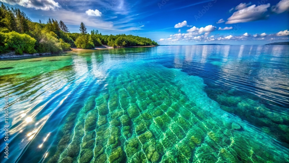 Poster stunning surface of clear water textures with shimmering reflections and beautiful patterns for a se