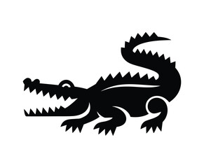 Fototapeta premium Clean Crocodile Silhouette Vector Template with Sharp Angles