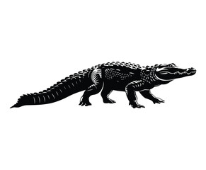 Fototapeta premium Side View Crocodile Silhouette Vector Template