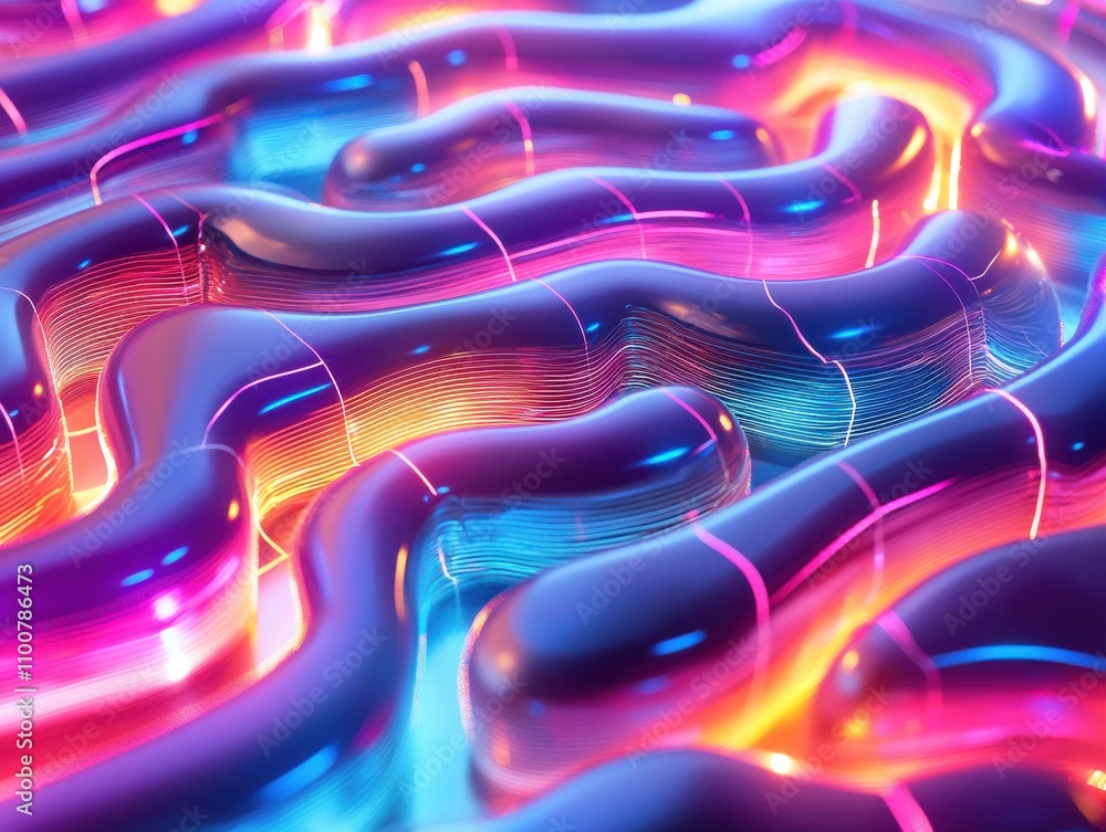 Aufkleber abstract colorful waves with glowing light patterns for design.