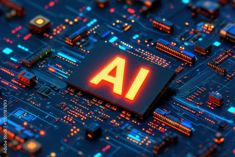 Poster ai logo or icon. abstract technology conceptual background with ai neon letters. ai text consist at 