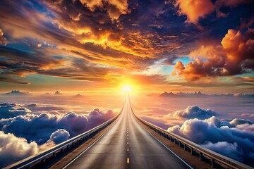 Obraz premium Surreal Endless Highway: A Dreamlike Landscape Symbolizing Infinite Opportunities and Boundless Possibilities in a Perpetual Loop to Inspire Adventure and Exploration