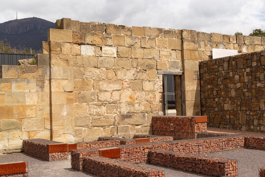 Original sandstone walls and recreated interpretations inside the Cascades Female Factory