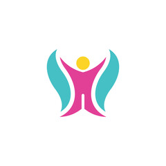 Abstract wellness man logo for health and fitness branding