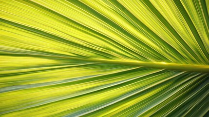 Obraz premium Close-up of vibrant palm leaves showcasing intricate textures and natural patterns