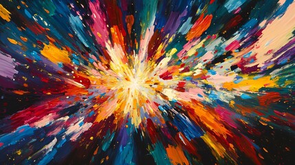 Vibrant Abstract Explosion of Color - Dynamic Impasto Painting