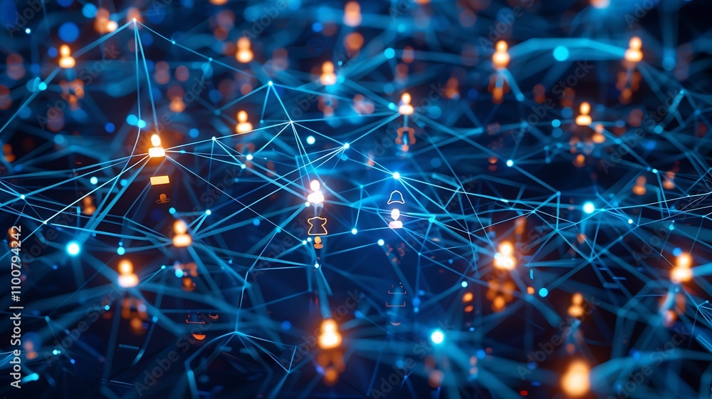 Poster abstract digital network visualization representing interconnectedness.