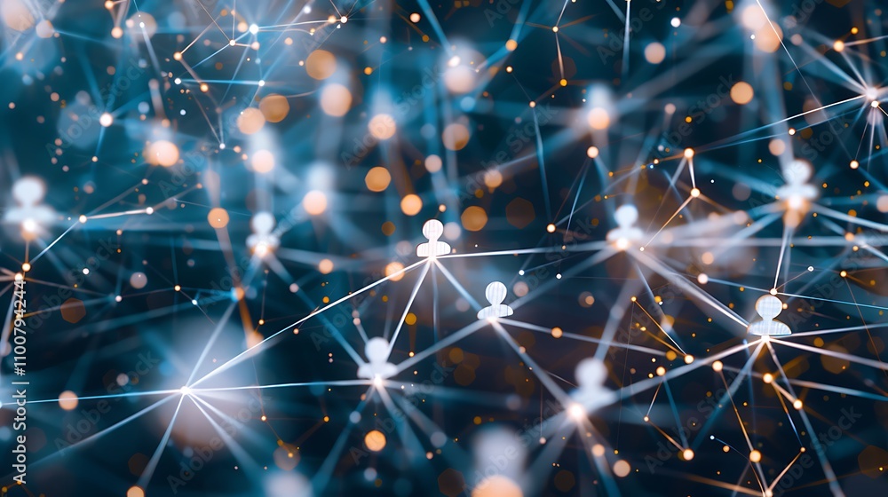 Poster abstract image depicting a global network. interconnected people symbolize communication and relatio