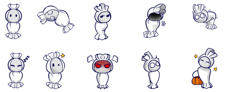 Cute wrapped ghost with many pose	
