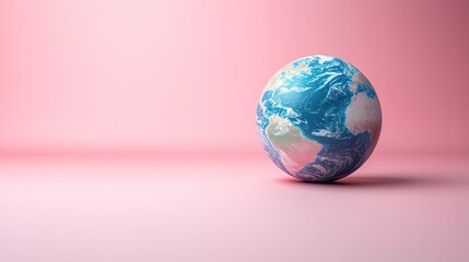 A 3D globe on a pastel background symbolizes Earth Day, highlighting its significance in promoting environmental awareness and action.