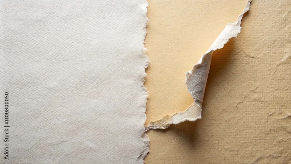 Poster torn white paper with ripped edges and a blank space for message, isolated on a light background for