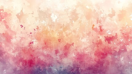 Abstract watercolor background with soft pastel colors and paint splashes in light brown, beige, and colorful woodcut prints, creating a dreamy, artistic atmosphere for design and decoration.
