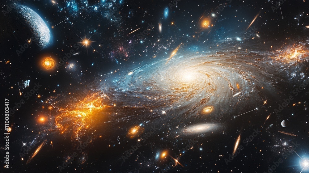 Poster a vast and empty outer space scene with stunning constellations scattered across a deep cosmic backd