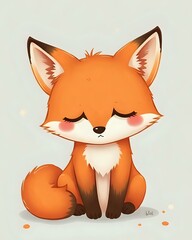 Obraz premium dessin vectoriel d'un petit renard roux triste