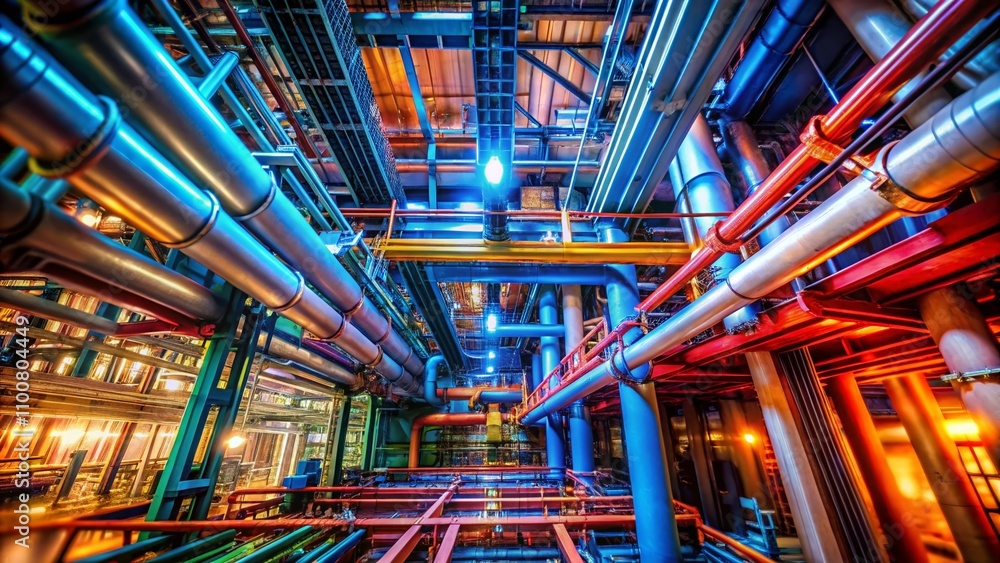 Poster unique tilt-shift photography of exposed internal structures showcasing architecture and engineering