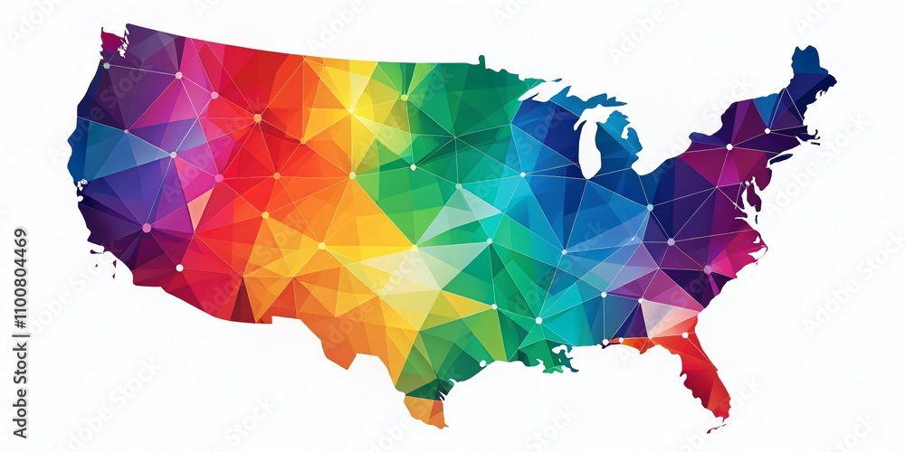 Poster united states map infographic template with geometric design for marketing and educational purposes 