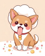 dessin d'un petit chien joyeux et souriant