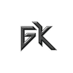 GK monogram logo design letter text name symbol monochrome logotype alphabet character simple logo