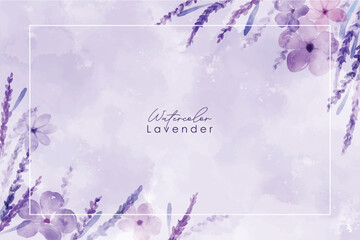 Lavender card Vector watercolor. Provence flowers banner backgrounds. lavender border, watercolor painting, hand drawn. lavender abstract watercolor background frame