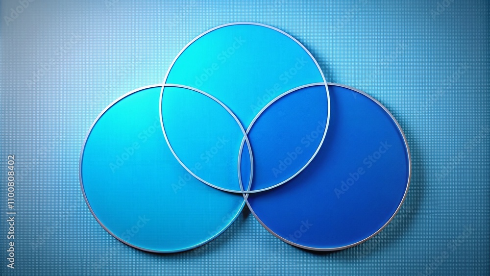Poster venn diagram with three blue overlapping circles representing similarities and differences for busin