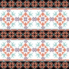 Art Abstract with Heart Pixel Designs. Traditional Cross Stitch needlework. Geometric Ethnic Pattern, Embroidery, Textile Ornamental, Fabric, Hand Stitch Pattern, Cultural Stitching Pixel Art