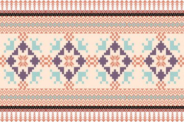 Art Abstract with Pixel Art Designs. Traditional Cross Stitch needlework. Geometric Ethnic Pattern, Embroidery, Textile Ornamental, Fabric, Hand Stitch Pattern, Cultural Stitching Pixel Art
