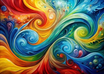 Vibrant and Colorful Abstract Canvas Art with Dynamic Swirls and Flowing Patterns Ideal for Modern Home Decor or Artistic Backgrounds With Ample Copy Space for Custom Text