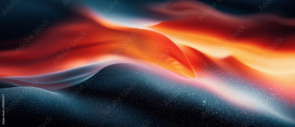 Poster abstract grainy noise gradient background with blurred red orange color waves