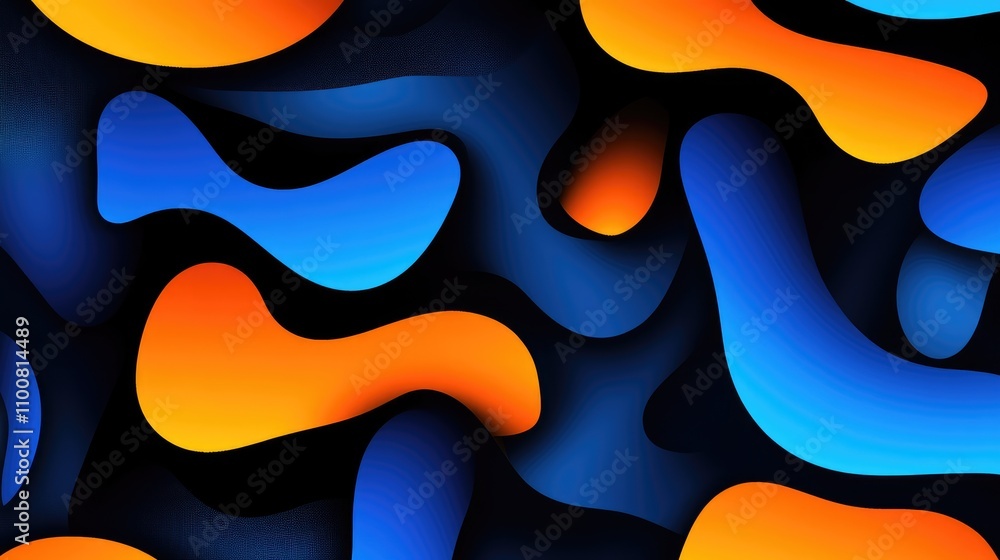 Poster colorful shapes weave together in a winter-inspired setting, creating an abstract composition filled