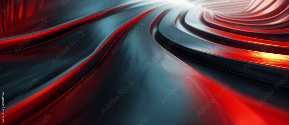 Poster futuristic abstract background with dark and red curved lines