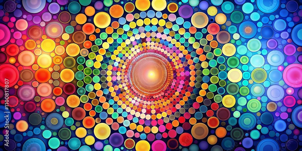 Aufkleber vibrant pattern of colorful circles arranged with rule of thirds for eye-catching visual appeal in m