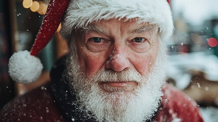 Santa impatiently tapping his watch while waiting outside for christmas eve celebrations to begin