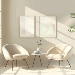 Fototapeta premium interview room, airy, light colors, sunny, inviting, tech Generative AI