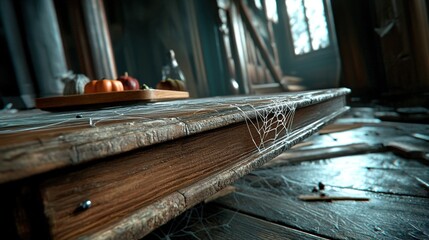 Exploring the haunting charm of cobweb-covered corners with stylized boo in a gothic setting