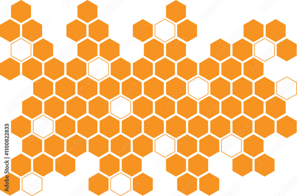 Poster abstract simple orange honeycomb pattern can be used background.