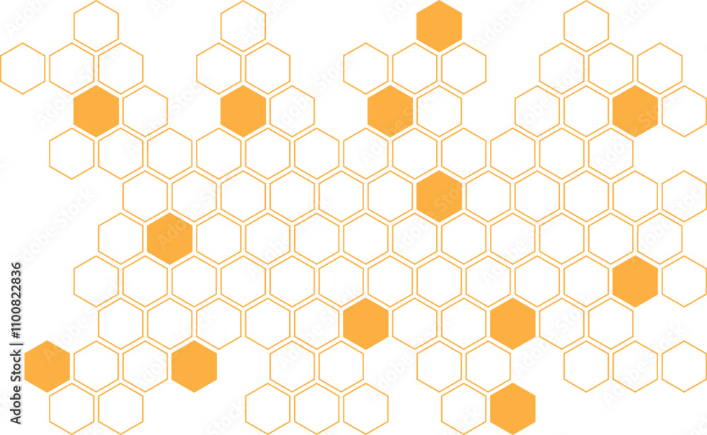 Aufkleber abstract simple orange outline honeycomb pattern can be used background.