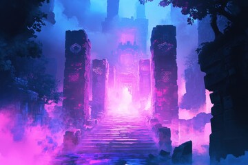 A Stone Pathway Leading to a Mystical Ancient Structure