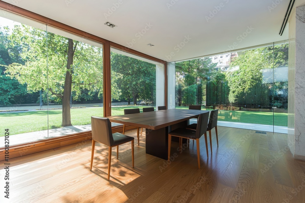 Poster creating a luxurious minimalist dining area with geometric design in an elegant home space inviting 