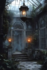Haunted Mansion Tour   Crumbling Foundations Sputtering Kerosene Lamps and Unseen Entities in Digital Painting